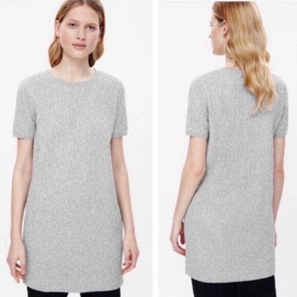 COS‎ Women's Light Gray Short Sleeves Casual Textured Mini Dress Size Small - Picture 3 of 8